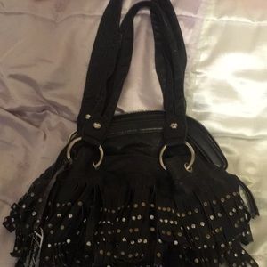 B Makowsky Black Fringe Handbag